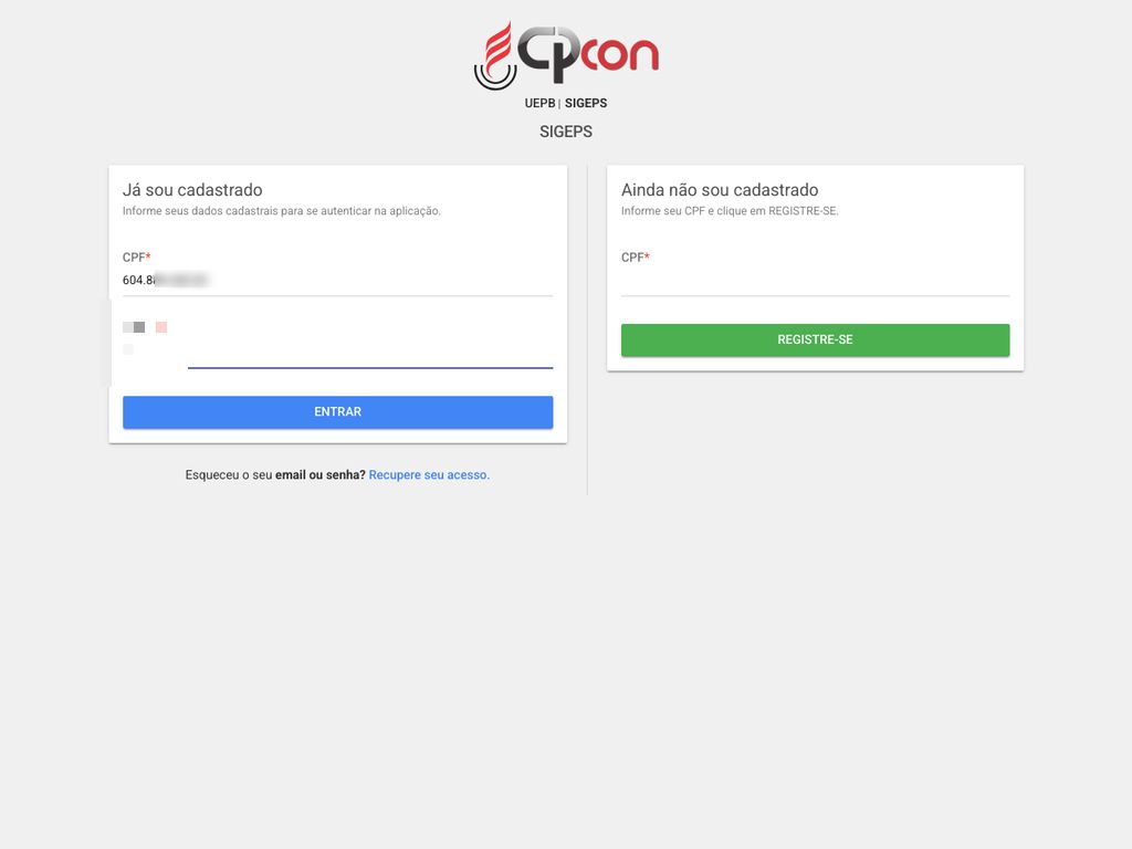 Login com credenciais